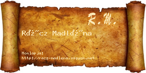 Rácz Madléna névjegykártya